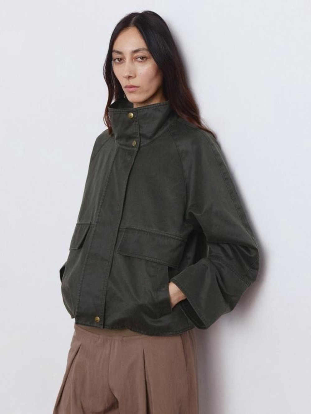 Mango Dark Olive Utility Jacket with Patch Pockets - Picture 2 of 9